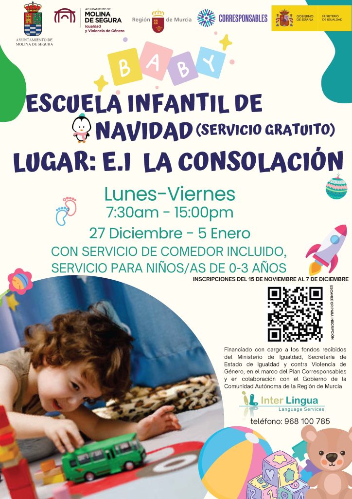 Educacion e Igualdad Molina Servicio Corresponsables Vacacionales de 0 a 3 anos Navidad 2022 CARTEL scaled