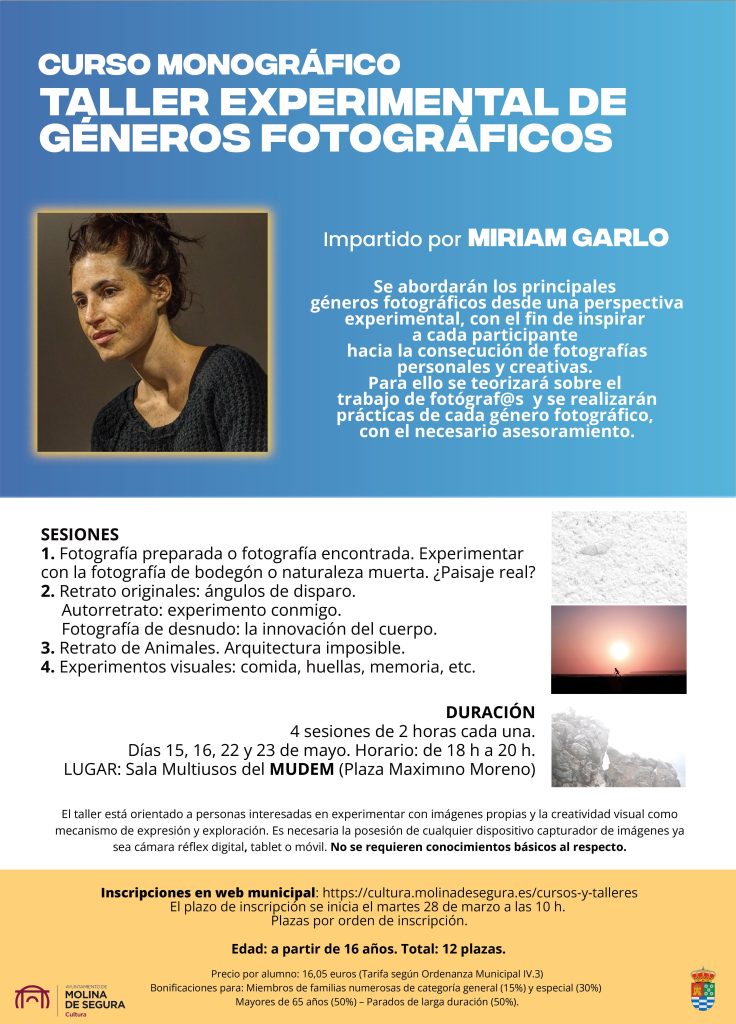 Cultura Molina Curso monografico Taller experimental de generos fotograficos CARTEL