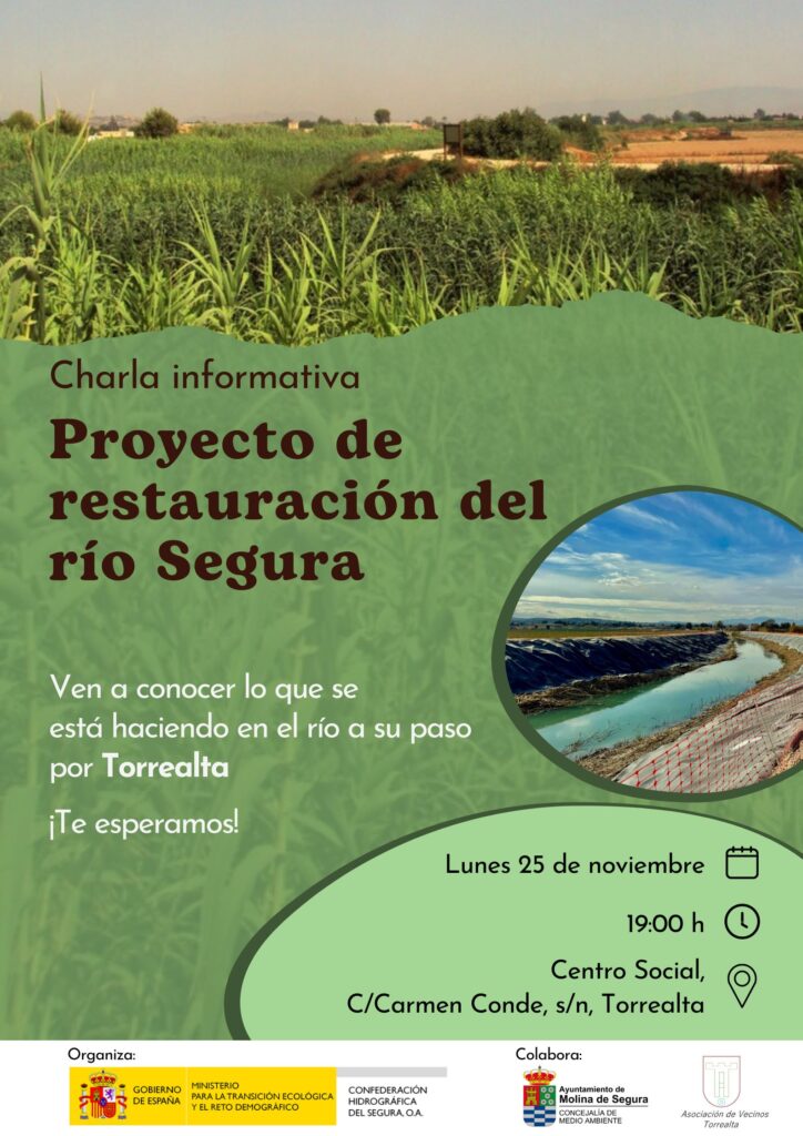 M. Ambiente Molina Charla informativa sobre recuperación bosque ribera río Segura en La Torrealta Día 25 CARTEL