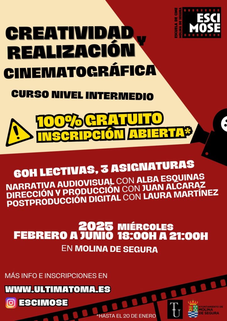 Cultura Escuela de Cine Curso de Realización y Creatividad Cinematográfica Ampliación plazo incripción CARTEL