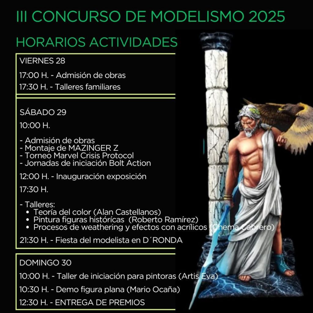 Concurso Modelismo Estático 2025 Molina III edición Días 28, 29 y 30 CARTEL HORARIOS