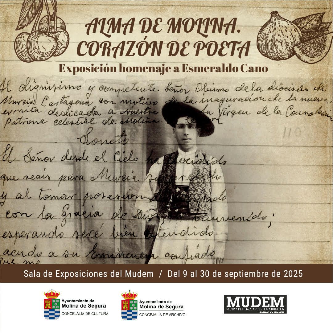 Exposición 'ALMA DE MOLINA. CORAZÓN DE POETA' de homenaje a Esmeraldo Cano en Sala del MUDEM 9 30sept25 CARTEL