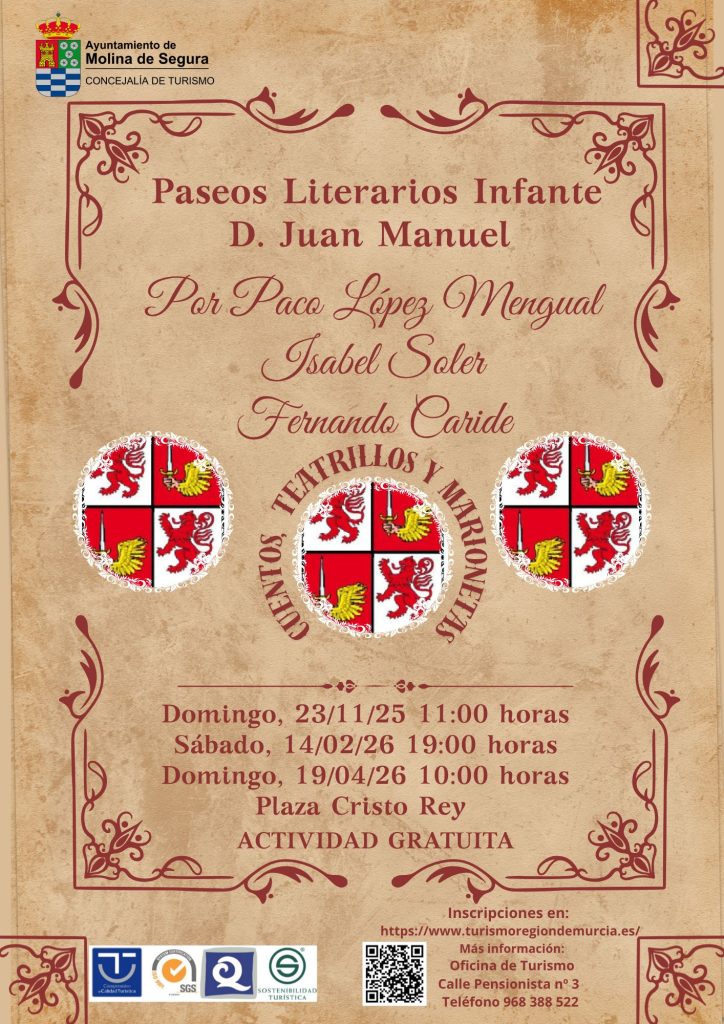 Turismo Molina Programa 'Paseos literarios con el Infante Don Juan Manuel' 2025 2026 CARTEL
