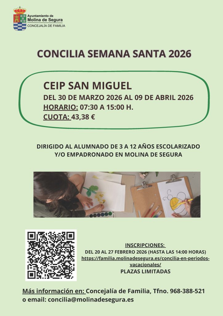 Familia Molina Servicio 'Concilia Educa' Semana Santa 2026 Plazo inscripción CARTEL