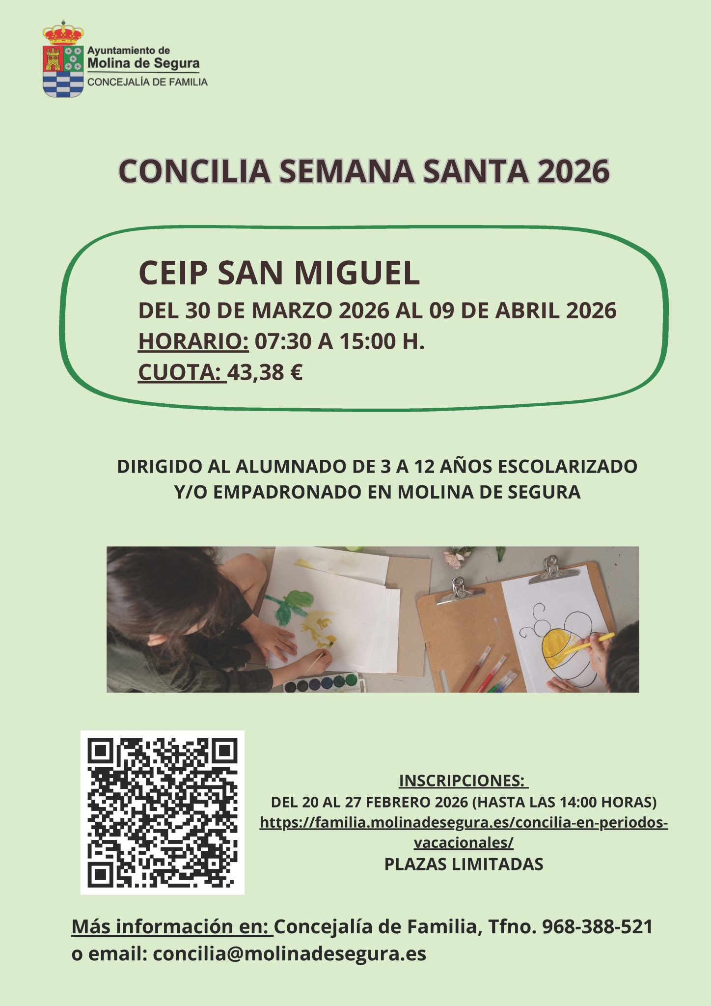 Familia Molina Servicio 'Concilia Educa' Semana Santa 2026 Plazo inscripción CARTEL