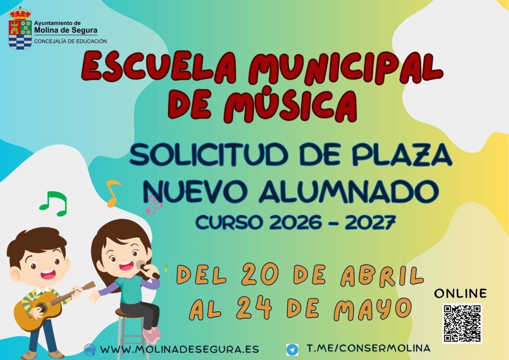 Escuela Municipal de Música Molina Comienzo plazo de solicitudes curso 2026 2027 CARTEL