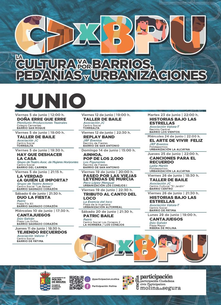 Participación Ciudadana Molina 'En Molina, la Cultura va por Barrios, Pedanías y Urbanizaciones' Programación junio 2026 CARTEL