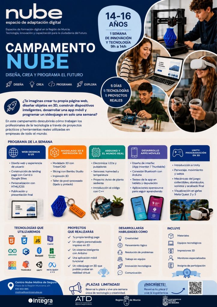 TIC Molina Centro Nube Campamento Nube para jóvenes CARTEL 14 16 años